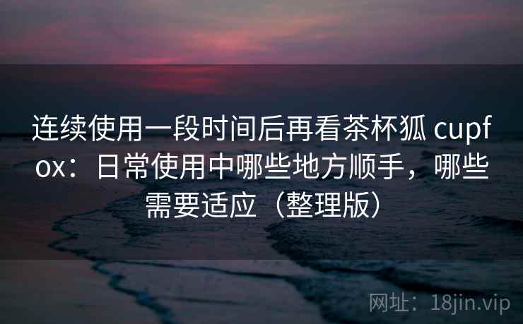 连续使用一段时间后再看茶杯狐 cupfox：日常使用中哪些地方顺手，哪些需要适应（整理版）