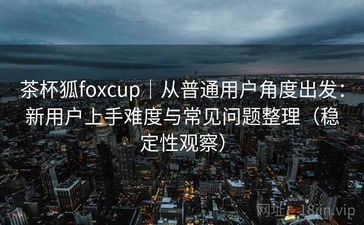 茶杯狐foxcup｜从普通用户角度出发：新用户上手难度与常见问题整理（稳定性观察）
