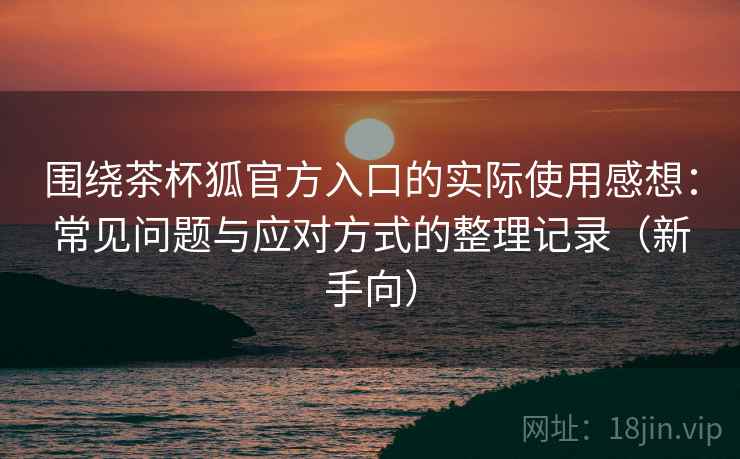 围绕茶杯狐官方入口的实际使用感想：常见问题与应对方式的整理记录（新手向）